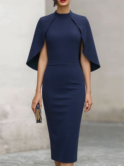 Abito a tubino blu navy Zafren con maniche a mantella