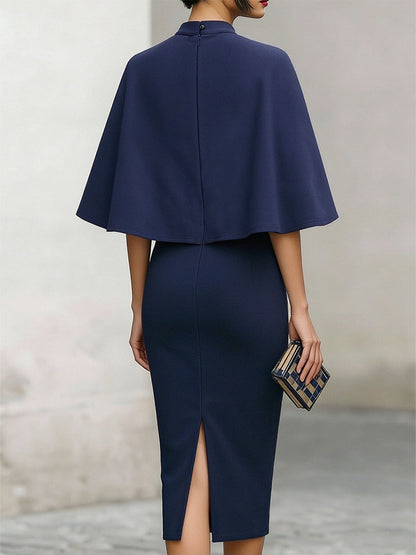 Abito a tubino blu navy Zafren con maniche a mantella