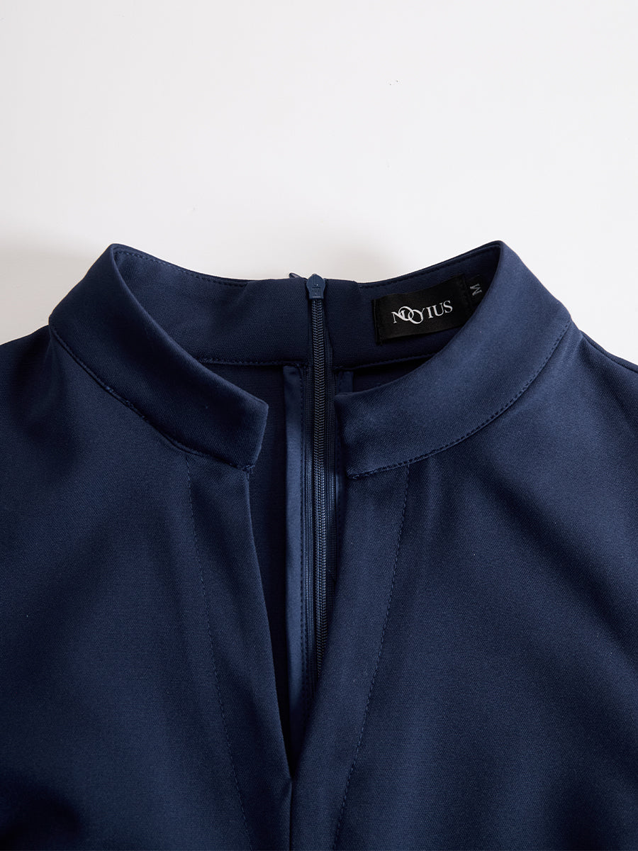 Ναυτικό μπλε ολόσωμη φόρμα Zafren με όρθιο γιακά και φαρδιά μπατζάκια
