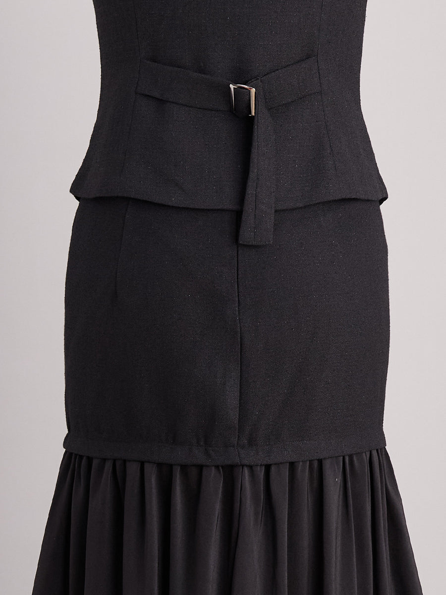 Zafren Pearl Button Vest Skirt Set
