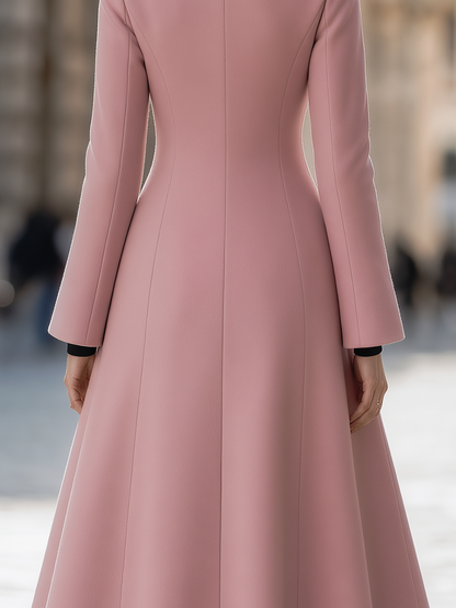 Zafren Pink Crystal Button Flared Coat