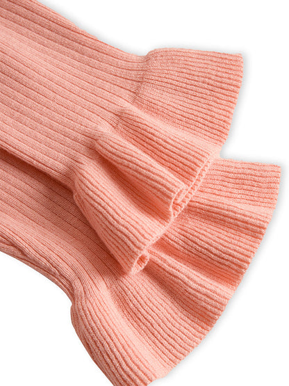 Zafren rosa ribbad klänning med volangkant