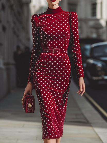 Abito Zafren in velluto rosso a pois
