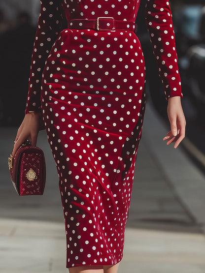 Abito Zafren in velluto rosso a pois
