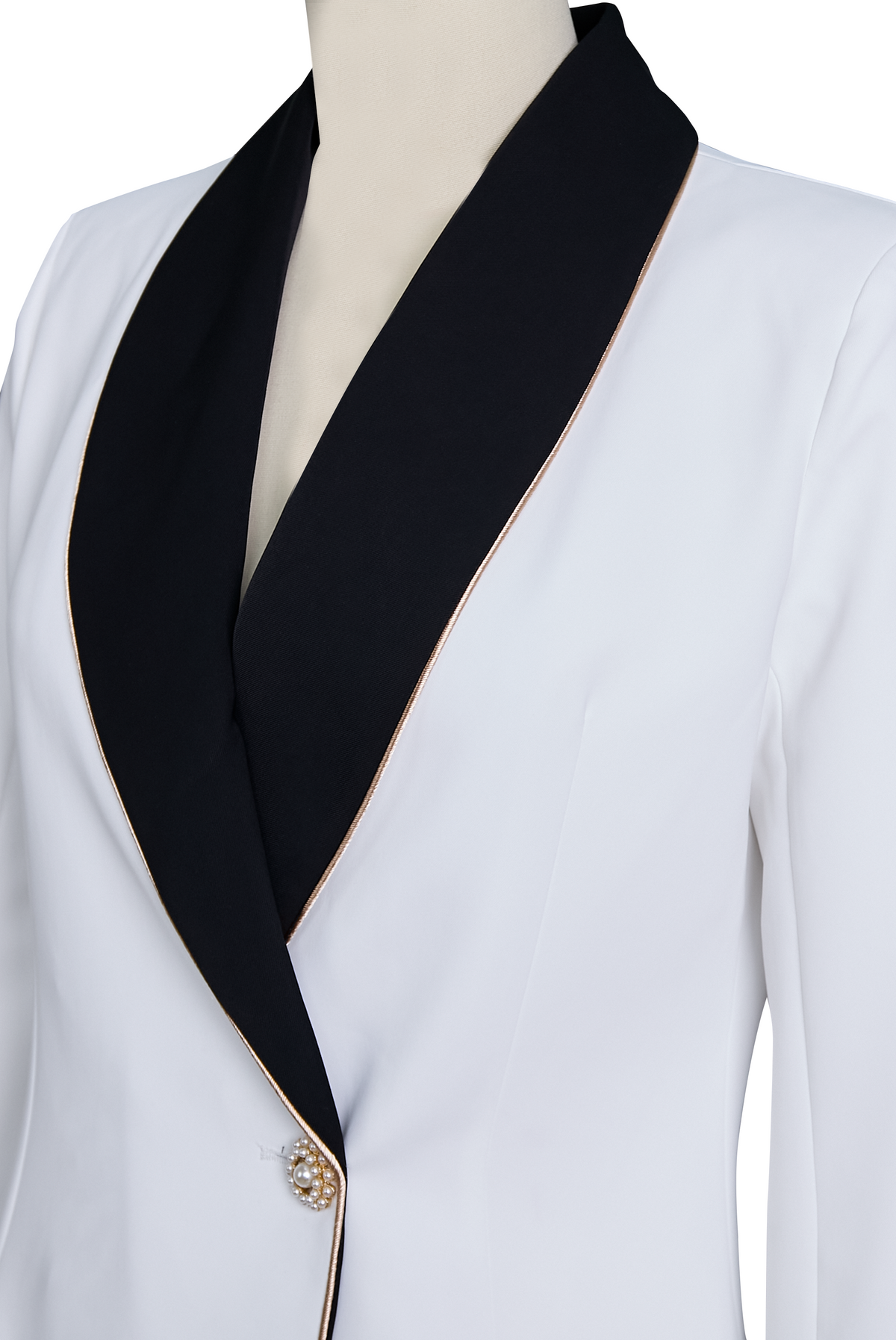 Zafren hvid asymmetrisk blazer med sort revers