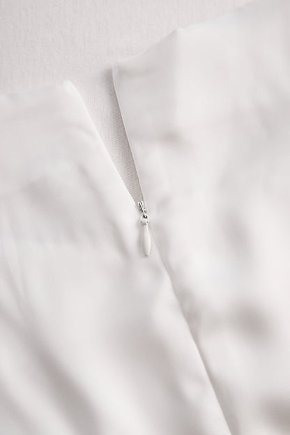 Zafren weißes asymmetrisches Drapé-Top mit Knöpfen