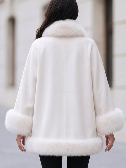 Zafren White Faux Fur Wrap Coat