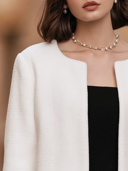 Zafren wit cropped jasje met bontrand