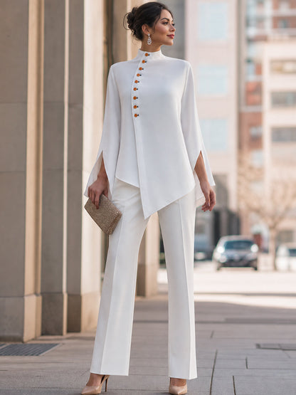 Blusa blanca asimétrica con mangas abiertas Zafren