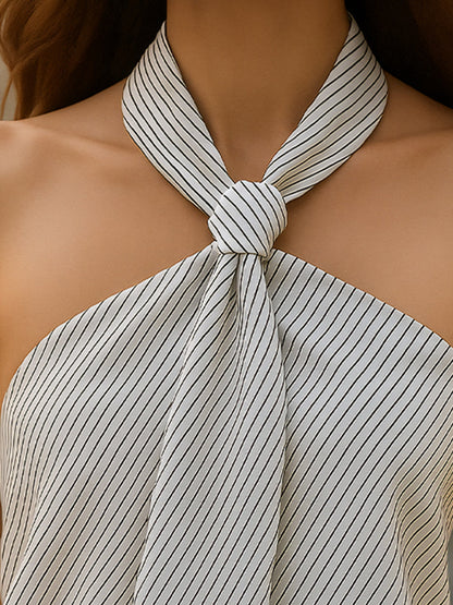Camicia bianca Zafren a righe, all'americana e con nodo