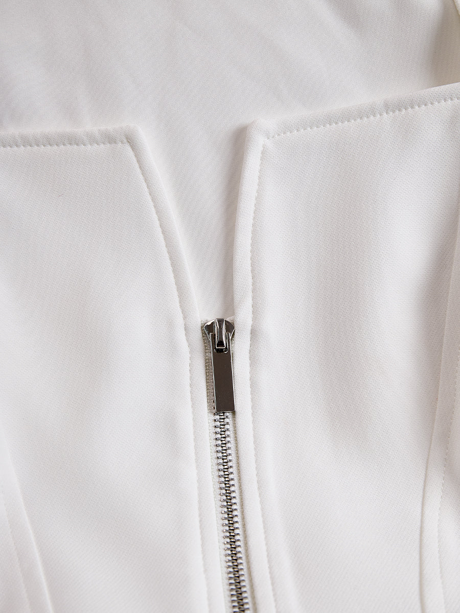 Vestido midi Zafren blanco de corte recto con cremallera frontal